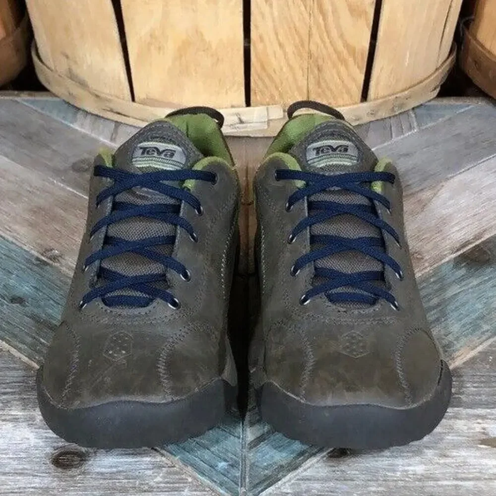 Teva Fire Brown Leather Green Multi Sport Hiking Sneakers Shoes US Boys Size 3.5